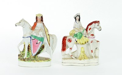 Lot 128 - Two Staffordshire equestrian figures, each...