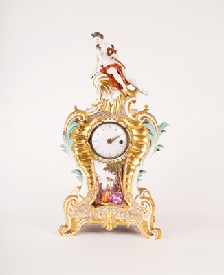 Lot 138 - A Meissen porcelain mantel clock case, circa...