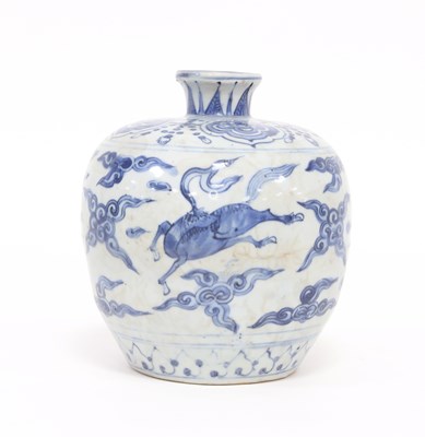 Lot 166 - A Chinese blue and white vase, 17th Century...