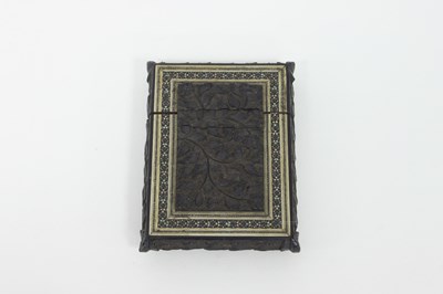 Lot 200 - An Indian ebony and inlaid card case carved...