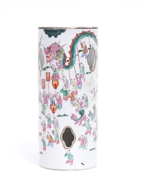 Lot 220 - A Chinese famille rose porcelain lamp of...