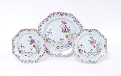 Lot 223 - A Chinese famille rose octagonal plate,...