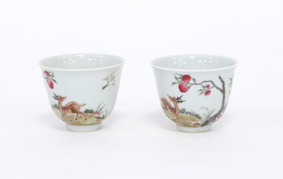 Lot 257 - A pair of Chinese famille rose tea bowls,...