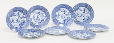 Lot 281 - A set of eight Chinese blue and white plates,...