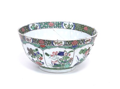 Lot 286 - A Chinese famille verte punch bowl, Kangxi,...