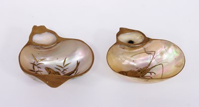 Lot 291 - A pair of Chinese shell salts, lacquered...