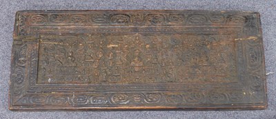 Lot 294 - A carved Indian panel, 29.5cm x 72.5cm