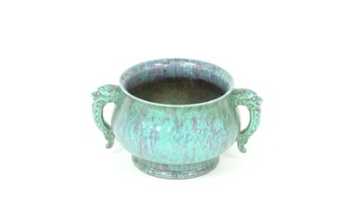 Lot 317 - A Chinese patinated bronze censer with...