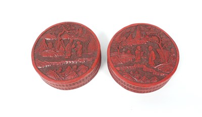 Lot 320 - Two Chinese cinnabar lacquer boxes, apocryphal...