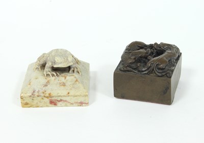 Lot 322 - A Chinese carved soapstone desk seal,...