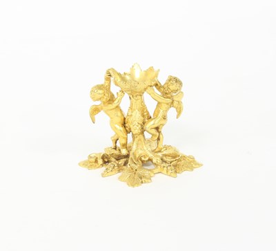 Lot 339 - A French ormolu cherub and vine cast stand,...