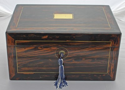 Lot 345 - A fine ebony lap desk with tooled leather...