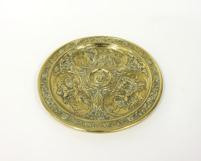 Lot 354 - A 19th Century cast brass dish, 30cm diameter