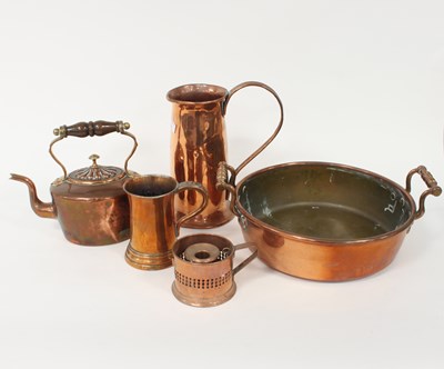 Lot 355 - A 19th Century copper kettle with wooden...