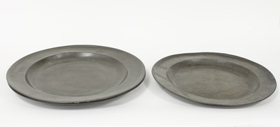 Lot 369 - A pair of 18th Century pewter chargers with...