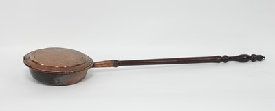 Lot 371 - A Victorian copper warming pan with engraved...