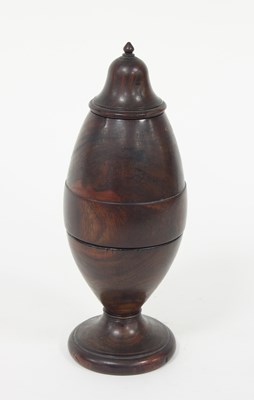 Lot 391 - A lignum vitae urn-shaped coffee grinder, 25cm...