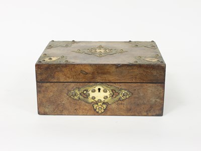 Lot 398 - A walnut box with cut brass mounts, 30cm wide