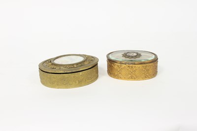 Lot 402 - Two French gilt metal jewellery boxes of oval...