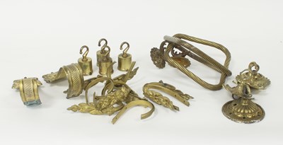 Lot 403 - Six pairs of gilt metal curtain ties and...