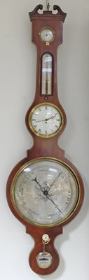 Lot 430 - A fine five-piece mahogany wheel barometer,...