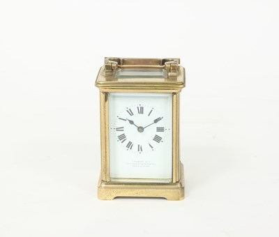 Lot 440 - A gilt brass carriage clock, the case with...