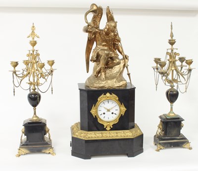 Lot 445 - A late 19th Century black marble and gilt...