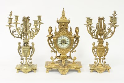 Lot 446 - A late 19th Century gilt metal eight-day clock...