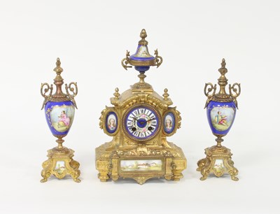 Lot 449 - A gilt metal and porcelain mounted eight-day...