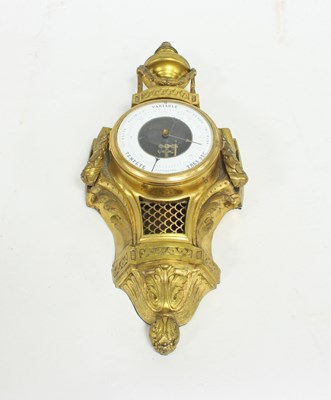 Lot 465 - A French gilt metal cased barometer, the...