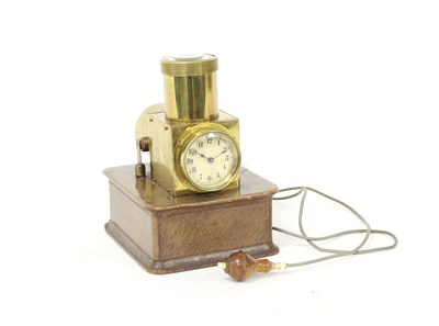 Lot 466 - A night projection clock, the gilt brass...