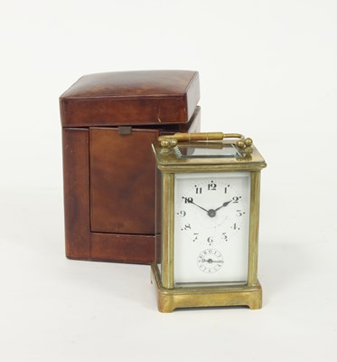 Lot 470 - A French gilt brass cased carriage clock, with...