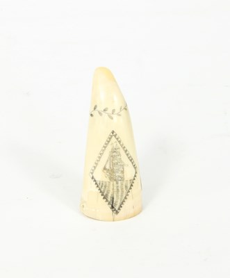 Lot 496 - A scrimshaw sperm whale tooth later engraved...