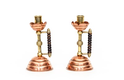 Lot 504 - A pair of copper, brass and wooden...