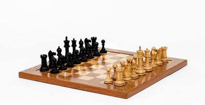 Lot 509 - A Jaques Staunton boxwood and ebony chess set,...