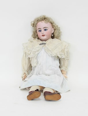 Lot 541 - A bisque head doll with weighted eyes, open...