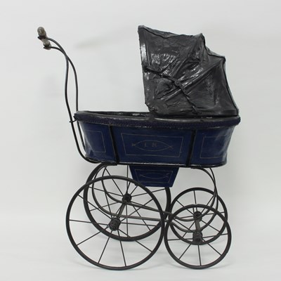 Lot 572 - A doll's Victorian pram with wooden body,...