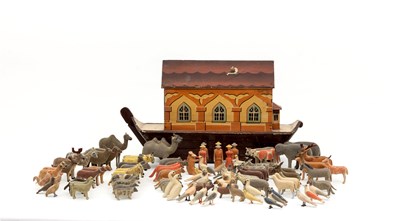 Lot 574 - A 19th Century German flat-bottomed Noah's Ark,...