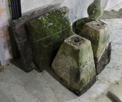 Lot 685 - Two staddle stones with square tops, 61cm high