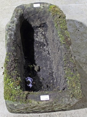 Lot 692 - A rectangular stone trough with D ends, 58cm x...