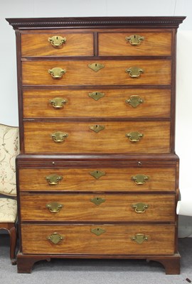 Lot 725 - A George III mahogany chest on chest, with...