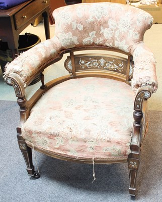 Lot 746 - An Edwardian tub chair, the padded back above...