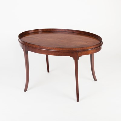 Lot 747 - A George III oval mahogany tray with gallery...