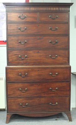 Lot 752 - A George III mahogany secretaire chest on...