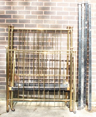 Lot 767 - Two brass single bedsteads with iron frames,...