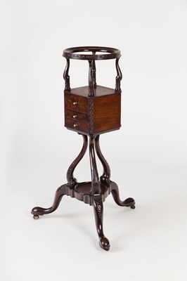 Lot 786 - A George III mahogany wig stand, the circular...