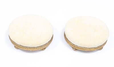 Lot 799 - A pair of Victorian oval footstools with gilt...