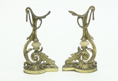 Lot 802 - A pair of late 19th Century brass and onyx...