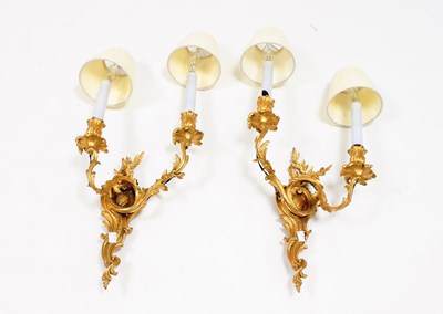 Lot 807 - A pair of ormolu two-branch wall lights with...