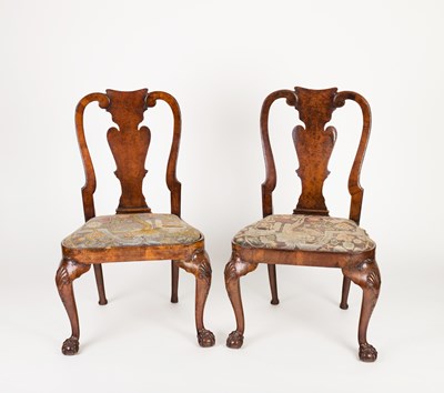 Lot 819 - A pair of George I dining chairs, the vase...